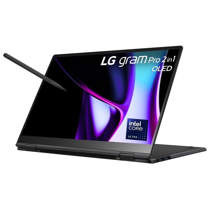 LG gram Pro 16 Inch 2-in-1 Thin and Lightweight Laptop, Intel® Evo™ Edition - AI-enabled Intel® Core™ Ultra 7 processor, Windows 11 Home, 16GB RAM, 512GB SSD, Black product photo