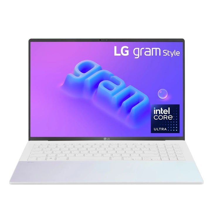 LG gram Style 16 Inch 3K OLED Laptop, Intel® 13th Gen Core® i7 Evo™ Platform, Windows 11 Home, 32GB RAM, 1TB SSD, Iridescent White product photo