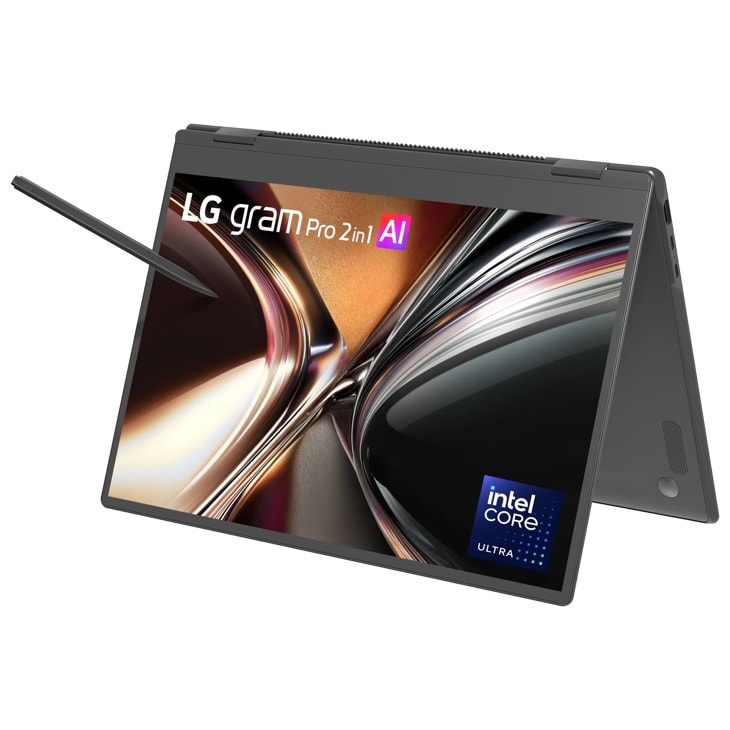 LG gram Pro 2-in-1 16 Inch, Windows 11 Home, Lightweight Dual AI Laptop, Intel® Core™ Ultra 7, 32GB RAM, 2TB SSD, Black product photo