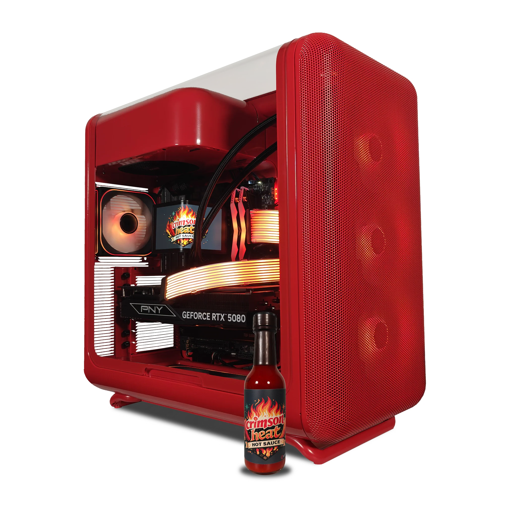 XOTIC PC X50 Crimson Heat Gaming PC, Intel Core Ultra 7 270K Plus, NVIDIA GeForce RTX 5080, 32GB DDR5, 2TB SSD product photo