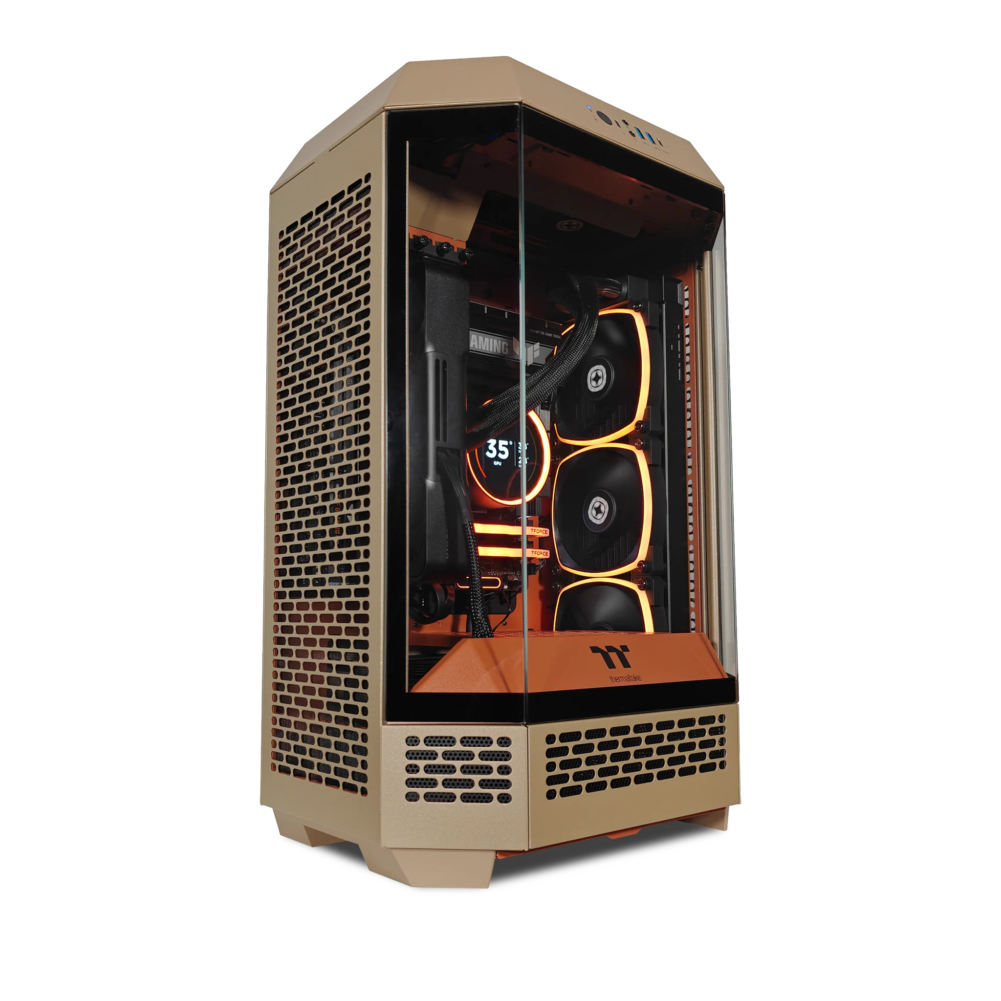 XOTIC PC Thermaltake Tower 300 Sandstorm Gaming PC, RTX 5070, Core Ultra 7 265K, 32GB DDR5, 2TB SSD product photo