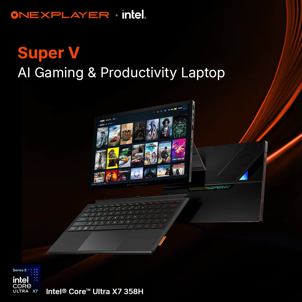 Super V Gaming + Al Mobile Workstation laptop handled · Intel 358H - 48GB+1TB · Magnetic Keyboard + Protective Bag product photo