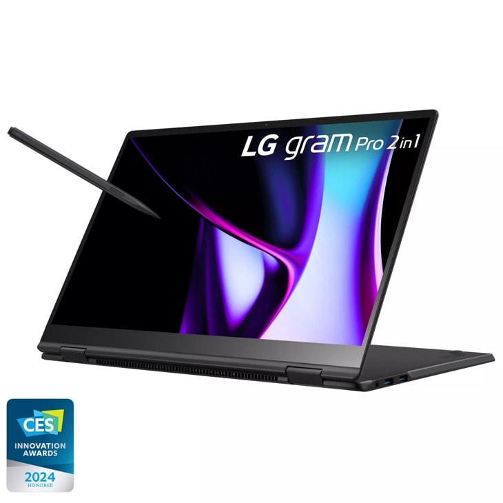 LG gram Pro 16 Inch 2-in-1 Thin and Lightweight Laptop, Windows 11 Home, Intel® Evo™ Edition - AI-enabled Intel® Core™ Ultra 5 processor, 16GB RAM, 512GB SSD, Black product photo