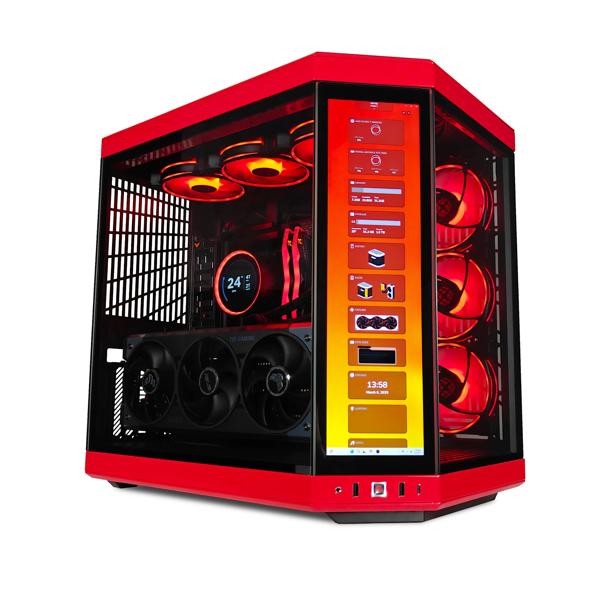 XOTIC PC Y70 Red Eye X3D Gaming PC, NVIDIA GeForce RTX 5080, Ryzen 7 9800X3D, 32GB DDR5, 2TB SSD product photo