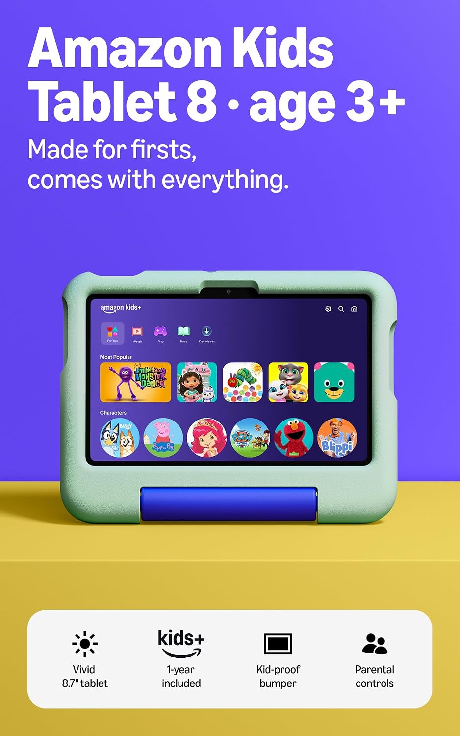 Amazon Kids Tablet 8 (2026) - 4 GB RAM, 64 GB - Ages 3-5 product photo