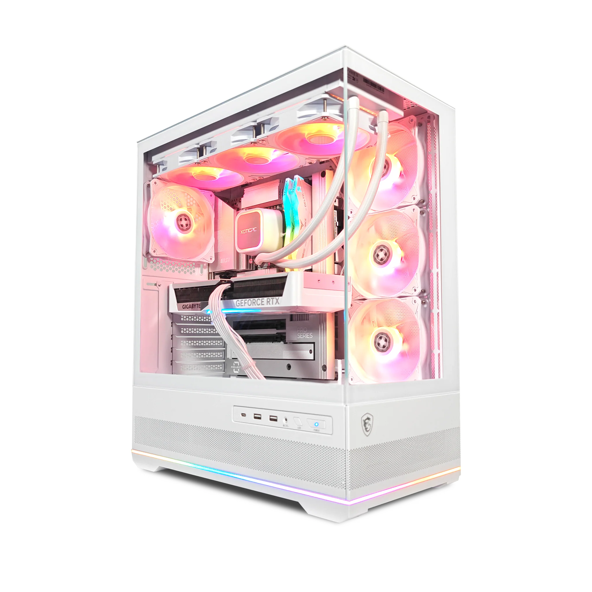 XOTIC PC Project Zero Pano Ghost Gaming PC, NVIDIA GeForce RTX 5070, Core Ultra 7 265K, 32GB DDR5, 1TB SSD product photo